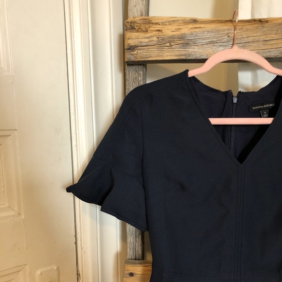 BANANA REPUBLIC Navy Flutter Sleeve Dress - Picture 2 of 10